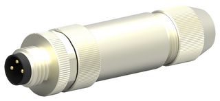 TE CONNECTIVITY T4011019031-000 传感器连接器, M8, 公, 3路, 螺丝插头, 直形线缆安装