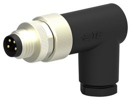TE CONNECTIVITY T4013008041-000 Sensor Connector, M8, Male, 4 Positions, Screw Pin, Right Angle Cable Mount