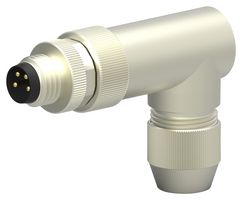 TE CONNECTIVITY T4013019041-000 传感器连接器, M8, 公, 4路, 螺丝插头, 直角线缆安装