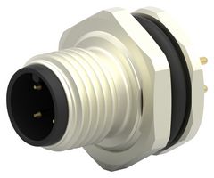TE CONNECTIVITY T4140012041-000 传感器连接器, M12, 公, 4路, PCB插头, 直形面板安装
