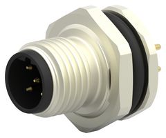 TE CONNECTIVITY T4140412051-000 传感器连接器, M12, 公, 5路, PCB插头, 直形面板安装