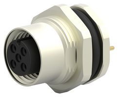 TE CONNECTIVITY T4141012031-000 Sensor Connector, M12, Female, 3 Positions, PCB Socket, Straight Panel Mount
