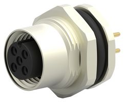 TE CONNECTIVITY T4141012041-000 传感器连接器, M12, 母, 4路, PCB插座, 直形面板安装
