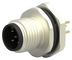 TE CONNECTIVITY T4142012051-000 Sensor Connector, M12, Male, 5 Positions, PCB Pin, Straight Panel Mount