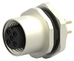 TE CONNECTIVITY T4143012041-000 传感器连接器, M12, 母, 4路, PCB插座, 直形面板安装