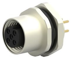 TE CONNECTIVITY T4143412041-000 传感器连接器, M12, 母, 4路, PCB插座, 直形面板安装