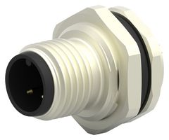 TE CONNECTIVITY T4130012031-000 Sensor Connector, M12, Male, 3 Positions, Solder Pin, Straight Panel Mount