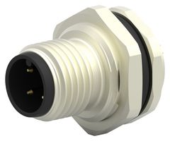 TE CONNECTIVITY T4130012041-000 传感器连接器, M12, 公, 4路, 焊接插头, 直形面板安装