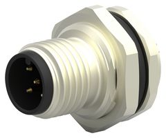 TE CONNECTIVITY T4130012051-000 传感器连接器, M12, 公, 5路, 焊接插头, 直形面板安装