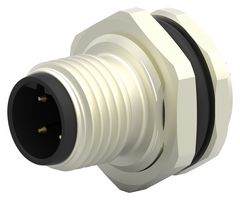 TE CONNECTIVITY T4130412041-000 传感器连接器, M12, 公, 4路, 焊接插头, 直形面板安装