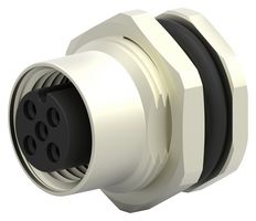 TE CONNECTIVITY T4131012041-000 Sensor Connector, M12, Female, 4 Positions, Solder Socket, Straight Panel Mount