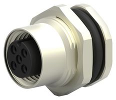 TE CONNECTIVITY T4131012051-000 Sensor Connector, M12, Female, 5 Positions, Solder Socket, Straight Panel Mount