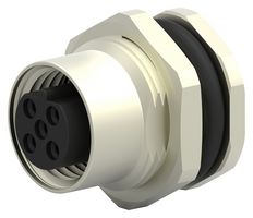 TE CONNECTIVITY T4131412041-000 Sensor Connector, M12, Female, 4 Positions, Solder Socket, Straight Panel Mount