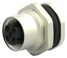TE CONNECTIVITY T4131512041-000 传感器连接器, M12, 母, 4路, 焊接插座, 直形面板安装