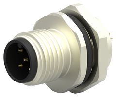 TE CONNECTIVITY T4132012051-000 Sensor Connector, M12, Male, 5 Positions, Solder Pin, Straight Panel Mount