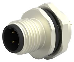 TE CONNECTIVITY T4132412041-000 Sensor Connector, M12, Male, 4 Positions, Solder Pin, Straight Panel Mount