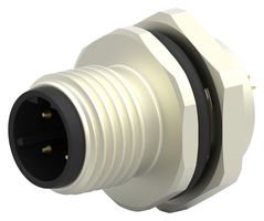 TE CONNECTIVITY T4132512041-000 传感器连接器, M12, 公, 4路, 焊接插头, 直形面板安装