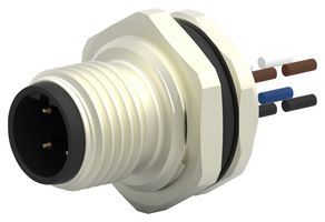 TE CONNECTIVITY T4171010404-001 Sensor Connector, B Coded, M12, Male, 4 Positions, Crimp Pin, Straight Cable Mount