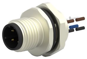 TE CONNECTIVITY T4171210504-001 Sensor Cable, D Coded, M12 Plug, Free End, 4 Positions, 200 mm, 7.87 ", T417 Series