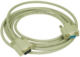 L-COM CSMN9MF-10 Computer Cable, D Subminiature Plug, 9 Way, D Subminiature Socket, 9 Way, 10 ft, 3.05 m, Grey