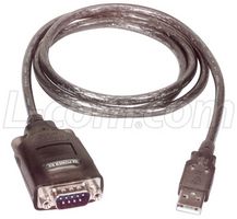 L-COM UMC-201 计算机电缆, USB 1.1 A 插头, D-Sub插头, 9路, 3.28 ft, 1 m, 黑色