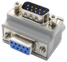L-COM DG909MF2 连接器适配器, D-sub, 直角, 薄型, 标准 D Sub, 插头, 9 路, 标准 D Sub, 插座, 9 路