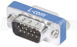 L-COM DGBH15MF 连接器适配器, D-sub, 高密度 D Sub, 插头, 15 路, 高密度 D Sub, 插座, 15 路