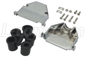 L-COM SDC50AG D Sub Backshell, DD, 180°, Zinc Alloy Body