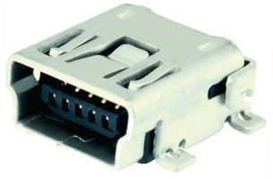 AMP - TE CONNECTIVITY 1734327-1 USB Connector, Mini USB Type A, USB 2.0, Receptacle, 5 Ways, Surface Mount, Right Angle