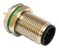 BULGIN LIMITED PXMBNI12RPM05APCM12 Sensor Connector, Buccaneer M12 Series, M12, Male, 5 Positions, PCB Pin, Straight Panel Mount