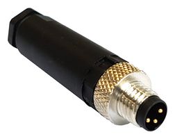 BULGIN LIMITED PXPPAM08FIM04AST Sensor Connector, Buccaneer M8 Series, M8, Male, 4 Positions, Screw Pin, Straight Cable Mount