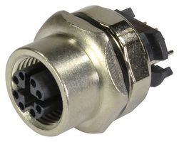 HARTING 21033812813 传感器连接器, Cat6a, har-speed M12 Series, M12, 母, 8路, PCB插座, 直形印刷板安装