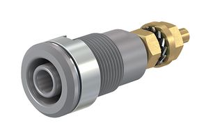 STAUBLI 23.3020-28 Binding Post, SLB4-G Series, 32 A, 1 kV, Gold Plated Contacts, Panel Mount, Grey