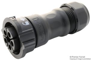 AMPHENOL LTW DC-05BFFA-QL8LPP 圆形连接器, IP68, Standard Circular Connector, X-Lok D Size Series, 电缆安装插座, 5 触点, 压接插座, 推式锁