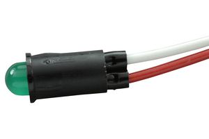 CHICAGO MINIATURE LIGHTING 5102H5-12V 发光二极管指示器 面板安装, 绿色, 12 VDC, 6.35 mm, 13 mA, 4 mcd, 无评级