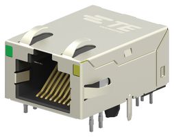 TE CONNECTIVITY 1-2301994-1 模块连接器, 反向, 带LEDs, RJ45 插座, 1 x 1 (端口), 8P8C, Cat6, 通孔安装