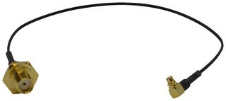 MULTICOMP PRO MC001914 射频同轴电缆组件，1.37mm，后锁IP67 RP SMA B/H插座R/A mmCX插头，200mm