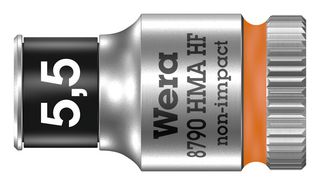 WERA 8790 5.5 Socket, Hex, Zyklop Series, 5.5mm AF, 6.35mm Drive