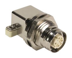 HARTING 21033814437 Sensor Connector, M12, Female, 4 Positions, PCB Socket, Right Angle Panel Mount