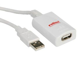 ROLINE 12.04.1088 USB线缆, A型插头至A型插座, 5 m, 16.4 ft, USB 2.0, 白色