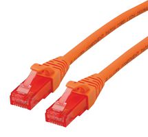 ROLINE 21.15.2947 以太网线缆, UTP, Cat6, RJ45插头至RJ45插头, UTP (非屏蔽双绞线), 橙色, 300 mm, 11.8 "