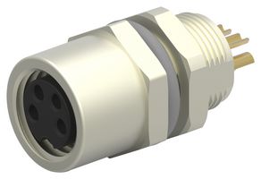 TE CONNECTIVITY T4033014041-000 Sensor Connector, M8, Female, 4 Positions, Solder Socket, Straight Panel Mount