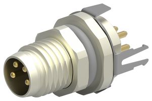 TE CONNECTIVITY T4040034041-000 Sensor Connector, M8, Male, 4 Positions, PCB Pin, Straight Panel Mount