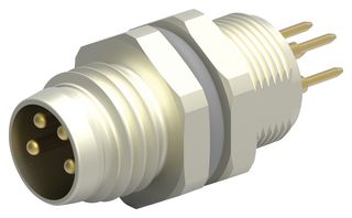 TE CONNECTIVITY T4042014041-000 传感器连接器, M8, 公, 4路, PCB插头, 直形面板安装