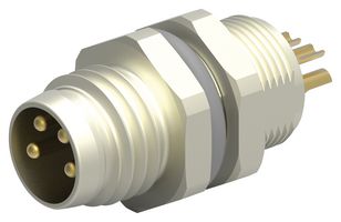 TE CONNECTIVITY T4032014041-000 Sensor Connector, M8, Male, 4 Positions, Solder Pin, Straight Panel Mount