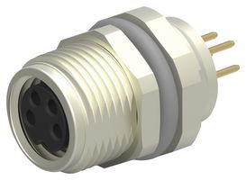 TE CONNECTIVITY T4041017041-000 Sensor Connector, M8, Female, 4 Positions, PCB Socket, Straight Panel Mount