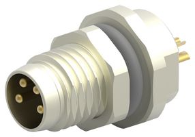TE CONNECTIVITY T4030014041-000 Sensor Connector, M8, Male, 4 Positions, Solder Pin, Straight Panel Mount