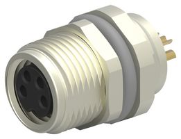 TE CONNECTIVITY T4031017041-000 Sensor Connector, M8, Female, 4 Positions, Solder Socket, Straight Panel Mount