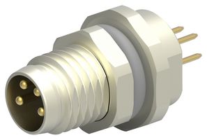 TE CONNECTIVITY T4040014041-000 传感器连接器, M8, 公, 4路, PCB插头, 直形面板安装