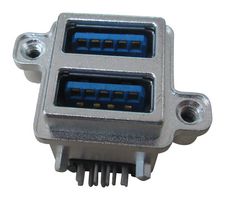 AMPHENOL COMMUNICATIONS SOLUTIONS MUSBR-4193-M0 密封连接器, USB, 直角, 坚固, 堆叠, 2端口, USB A, USB 3.0, 插座, 9路, 面板安装, IP67